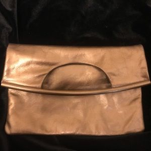 HOBO bronze metallic Foldover clutch/handled, sleek sophisticated evening bag